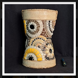 ceramic, pot, mosaic, craft, handmade, unique piece, recycled art, wine, ice cube pot, interior decoration