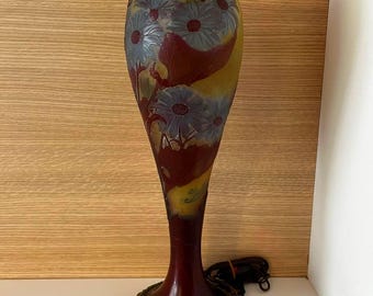 Antique French Galle glass lamp