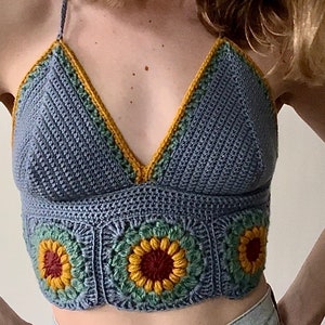 CROCHET PATTERN Sunflower Boho Crochet Halter Top Written Pattern by KristenaCrochet Download Digital pdf Document image 4