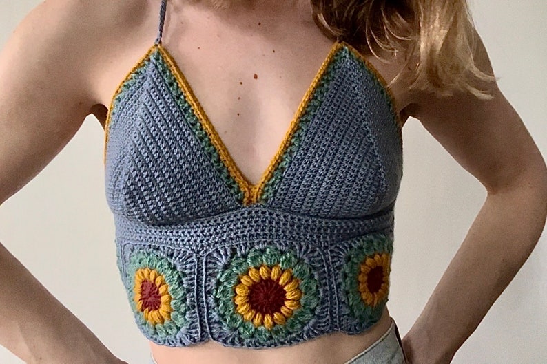 CROCHET PATTERN Sunflower Boho Crochet Halter Top Written Pattern by KristenaCrochet Download Digital pdf Document image 4