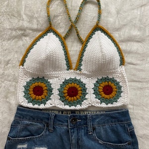 CROCHET PATTERN Sunflower Boho Crochet Halter Top Written Pattern by KristenaCrochet Download Digital pdf Document image 3