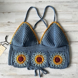 CROCHET PATTERN Sunflower Boho Crochet Halter Top Written Pattern by KristenaCrochet Download Digital pdf Document image 1