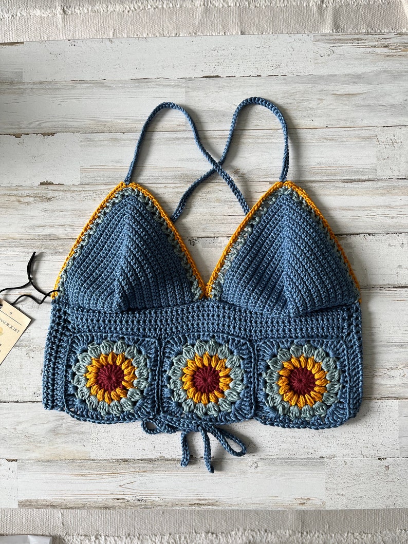 CROCHET PATTERN Sunflower Boho Crochet Halter Top Written Pattern by KristenaCrochet Download Digital pdf Document image 1