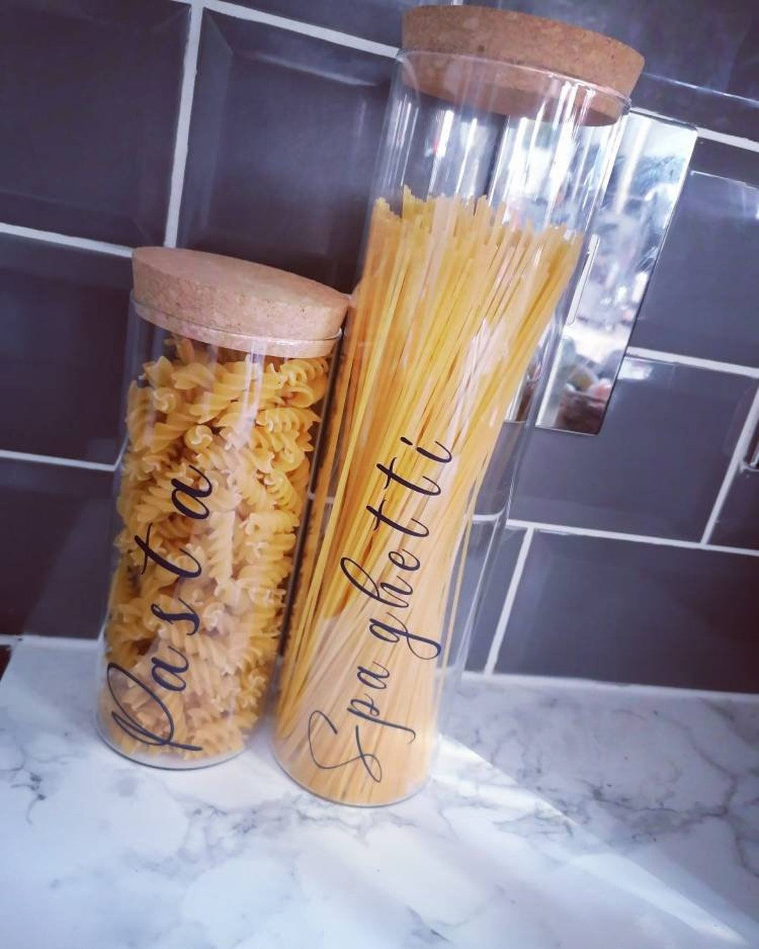 Bamboo Lid Personalised Storage Jars Pasta Spaghetti Etsy