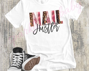 Nail Hustler T-Shirt: Colorful Cheetah Design, Nail Tech Gift