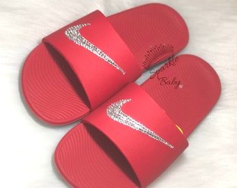 red nike slides