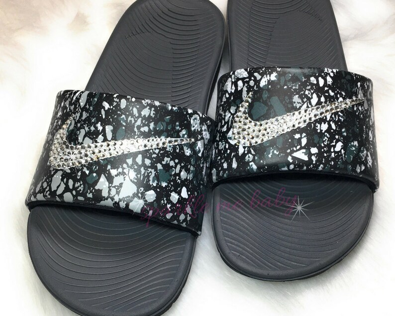 Sparklemebaby2u Slide Sandals Nike Swarovski Bedazzled Custom Slides Bling Kids Nikes c3qSL54jAR