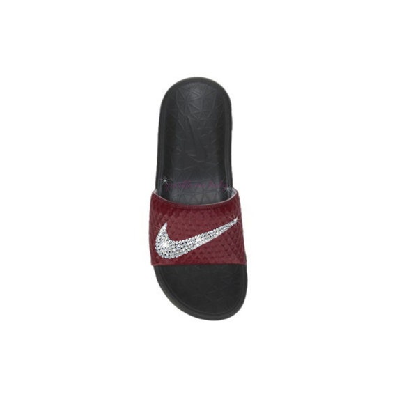 maroon nike slides