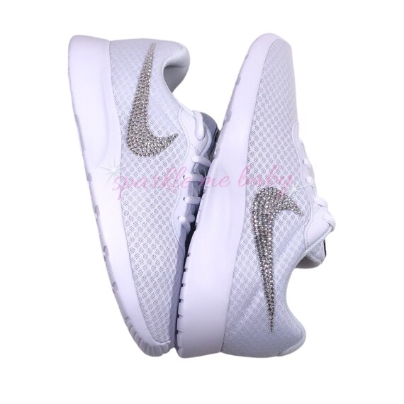 Nike Tanjun White Girls Blinged Nikes Crystal Girls Shoes | Etsy