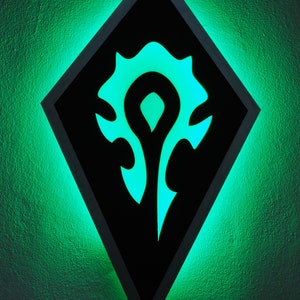 World Of Warcraft Horde Symbol Led Lichter Holz Wand Dekor | Etsy