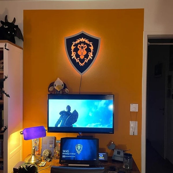 World of Warcraft Allianz Schild Led Wanddekoration