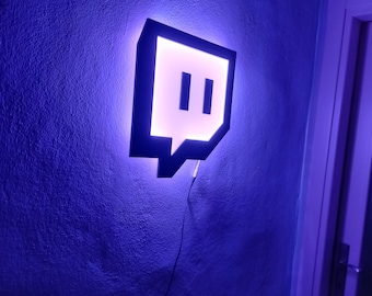 Twitch Logo Wooden Led Wall Decoration