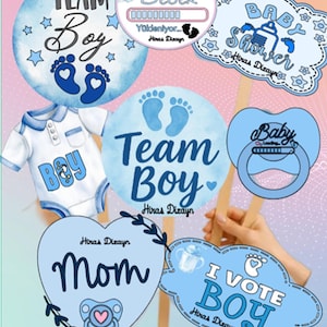 8 stuks fotohokje-accessoires voor een babyshower voor een jongen, tekstballonnen voor een babyshower met het thema 'kleine man', blauwe fotoaccessoires voor een jongensfeestje, babyshowerdecoraties