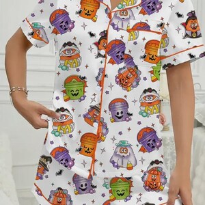 Women’s Halloween Print Satin Pajama Set