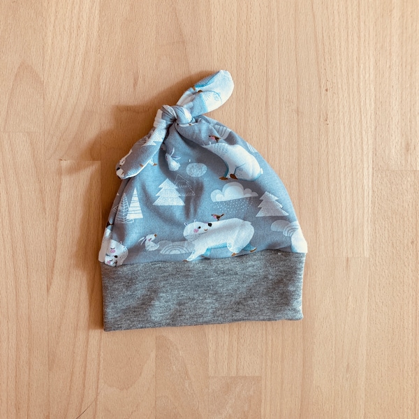 Bonnet naissance ours polaire