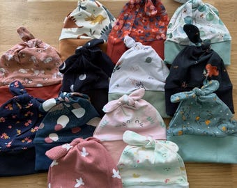 Bonnet bébé naissance fait main – Taille 0-3 mois – Coton doux Oeko-Tex