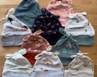 Bonnet bébé naissance fait main – Taille 0-3 mois – Coton doux Oeko-Tex