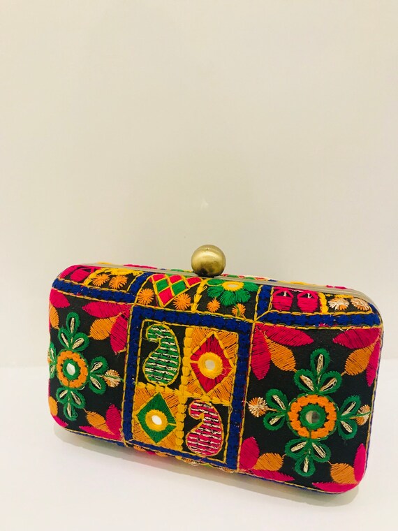 embroidered clutch bag