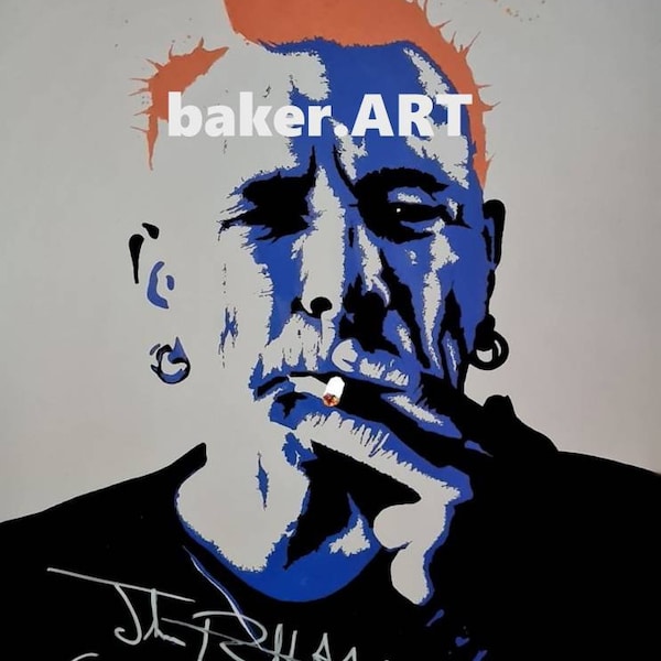 Signed by Johnny Rotten print. A3 unframed. Print supplied with a picture of Johnny signing, as shown in photo.