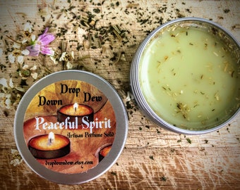 Peaceful Spirit Perfume Solid, Calming Balm, Lavender, Chamomile, Vetiver, Marjoram, Vanilla, Herbal Balm, Herbal Perfume, Fixative