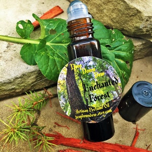 Enchanted Forest Roll On Perfume 10 ml, Fragrance Oil, Cedarwood, Sandalwood, Orange, Vanilla, Rose Petals, Aromatherapy, Woody Perfume