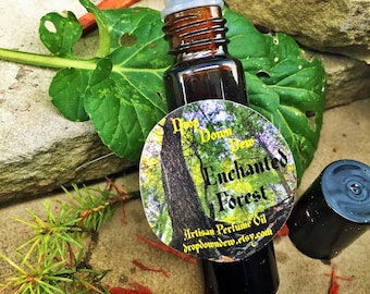 Enchanted Forest Roll On Perfume 10 ml, Fragrance Oil, Cedarwood, Sandalwood, Orange, Vanilla, Rose Petals, Aromatherapy, Woody Perfume