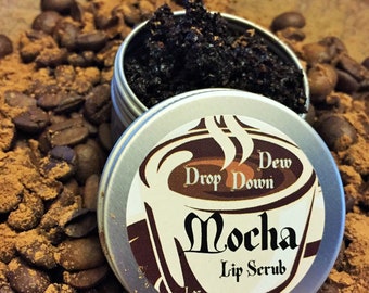 Mocha Lip Scrub, Lip Exfoliant, 1/2 oz., Coffee Lip Scrub, Chocolate Lip Scrub