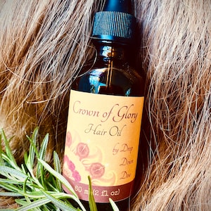 Crown of Glory Hair Oil, Rosemary, Batana Oil, Castor Oil, Argan Oil, Black Seed Oil, Pumpkin Seed Oil, Tea Tree Oil, Hair and Scalp Health