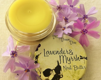 Lavender & Myrrh Nail Butter Cuticle Cream, Organic Nail Care, 1/2 oz., LARGER SIZE