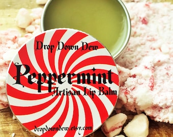 Peppermint Lip Balm, Candy Cane Flavor, NEW LARGER SIZE, 1/2 oz.