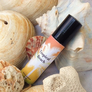 Tropical Beach Roll On Perfume Oil, Handmade Perfume Oil, Creamy Coconut, Coconut and Lime Perfume
