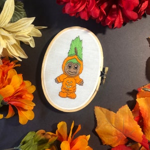 Pumpkin Troll Doll Embroidered Hoop