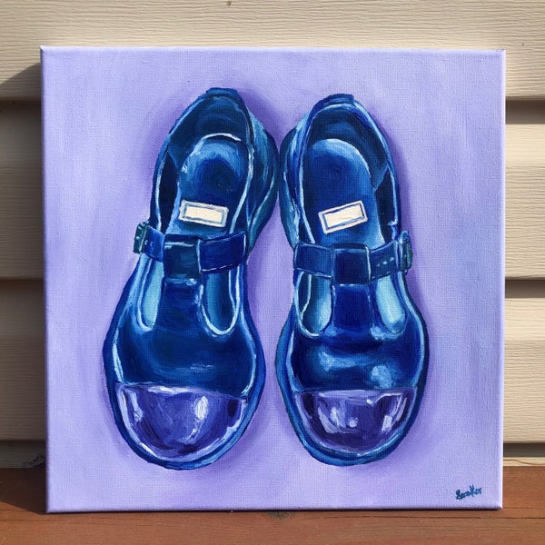Blue Doc Martens Bethan Shoes Oil Painting