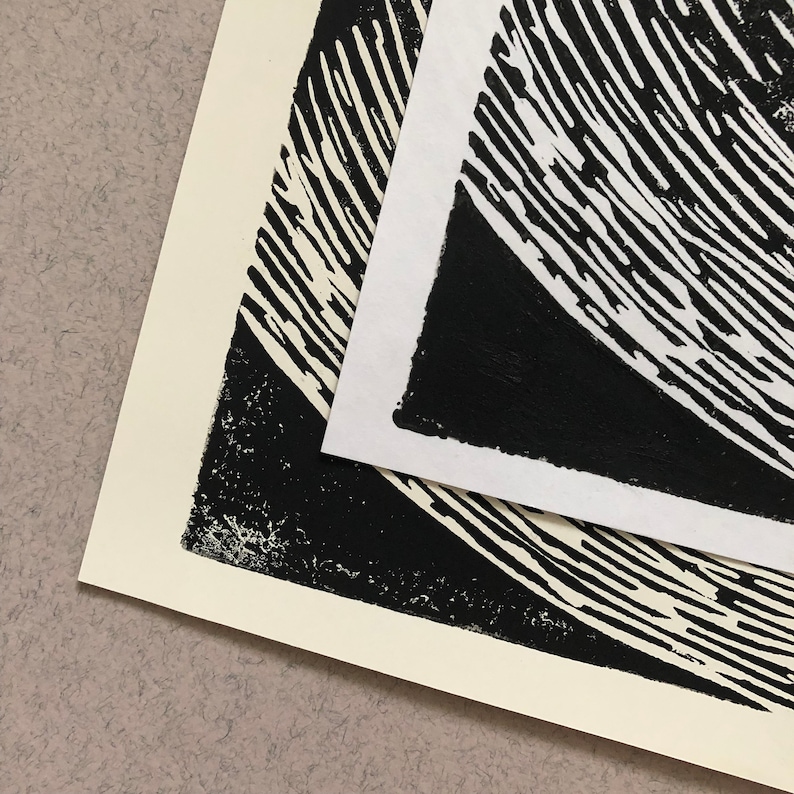 Ultrasound Parasite Linocut Print Black and White