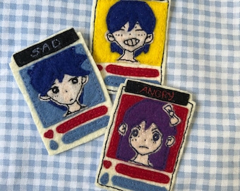 Omori handgestickte Filzpatches - Audrey, Kel, Hero