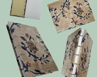 Handbound Coptic Stitch Journal or Sketchbook - Soft Fabric Cover - Recycled Materials - 98lb Mixed Media Paper