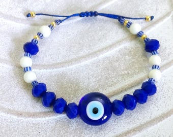 Amore Eye Collection, Evil eye bracelet, Murano glass bracelet, Murano evil eye bracelet, crystal beaded bracelet, protective jewelry