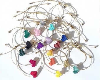 Pulseras de corazón de Macrame, pulsera de macrame, pulsera de corazón, corazones, pulseras de amor, pulseras de amistad, pulseras de colores, joyas de macrame, boho