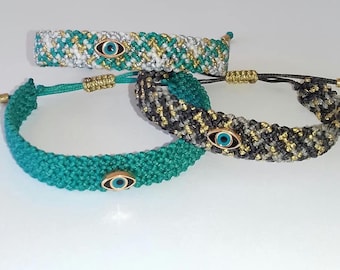 Macrame cuff bracelet,macrame bracelet,Evil eye bracelet,macrame jewelry,Evil eye jewelry,boho bracelet,handmade bracelet,adjustable