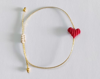 Petits bracelets coeur en macramé, bracelet en macramé, bracelets coeur, bracelet d'amour, bracelets d'amitié, bijoux en macramé