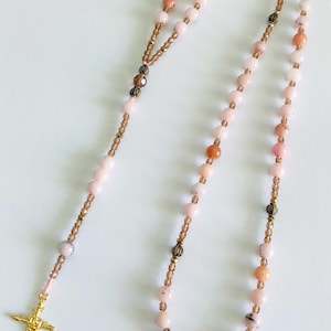 Pink Opal catholic rosary, rosary necklace, handmade rosary, gemstone rosary, catholic rosary,5 decades rosary, gemstone jewellery