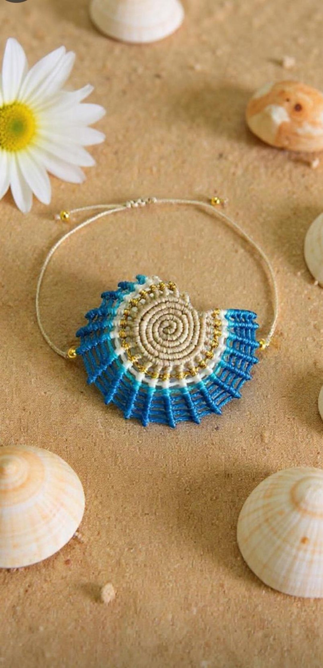 Macrame Sea Shell Bracelet, Boho Beach Jewelry - Etsy