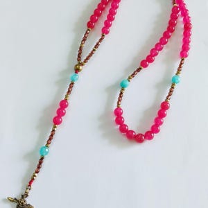 Red Jade rosary, catholic rosary,5 decades rosary, rosary, rosary necklace, handmade rosary, gemstone rosary, protective jewellery
