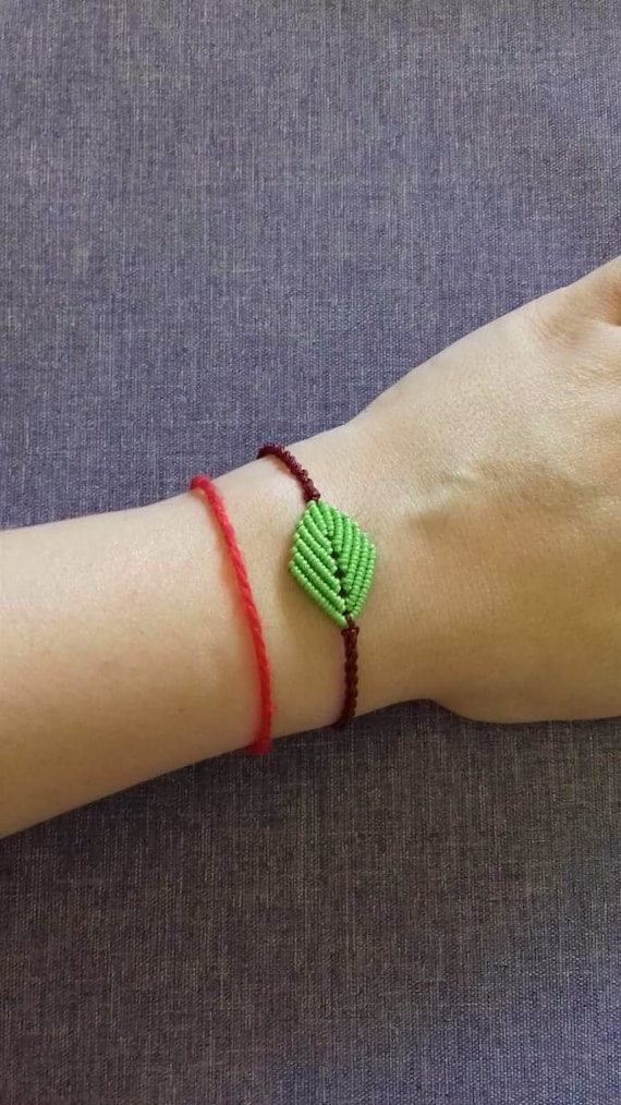 Pulsera de hoja de Macrame pulsera de hoja joyería de hojas | Etsy México