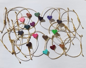Pulsera de corazón de macramé, pulsera de macramé, pulsera de corazón, corazones, pulseras de amor, pulseras de la amistad, pulseras de colores, joyería de macramé