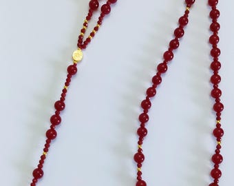 Red Chalcedony catholic rosary, rosary necklace, handmade rosary, gemstone rosary, catholic rosary,5 decades rosary, gemstone jewellery