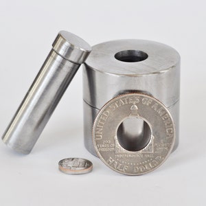 1/2" Coin Ring Tool for Kennedy Half Dollar CENTER PUNCH Hole in coin 30.6 mm
