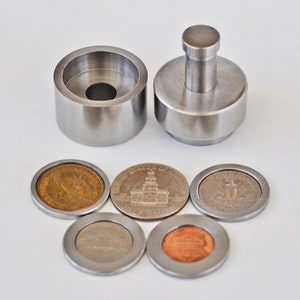 Steel Coin Ring Tool Set SPACERS for 5 US COINS Center Punch Hole 1/2 puncher Penny, Nickel, Quarter, Half Dollar, Presidential One Dollar image 1