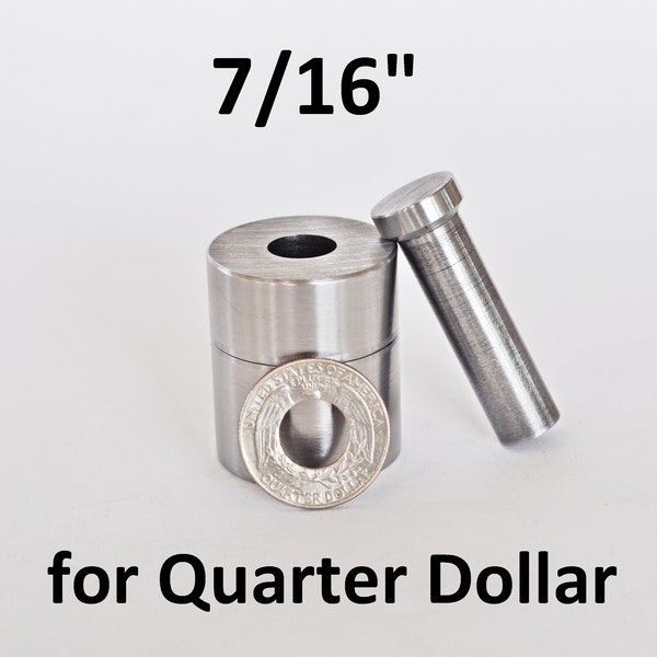 7/16" Coin Ring Tools for Quarter Dollar CENTER PUNCH Hole in coin tool