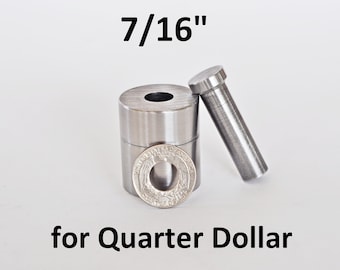 Herramientas para anillos de monedas de 7/16" para perforar con un punzón central un orificio en la herramienta para monedas